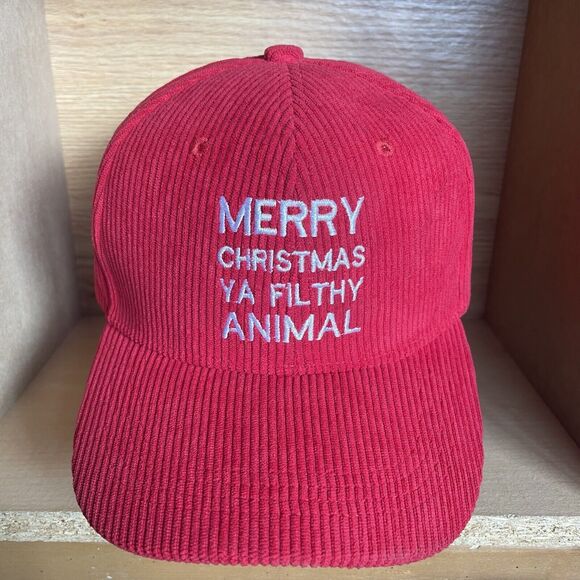 NWT MERRY CHRISTMAS YA FILTHY ANIMAL Trucker  Hat Strap Corduroy Home Alone - Picture 4 of 14